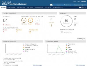 Panda Security has included new dashboards in PCOP 7.0 with key information about licenses, detections and the protection status of computers