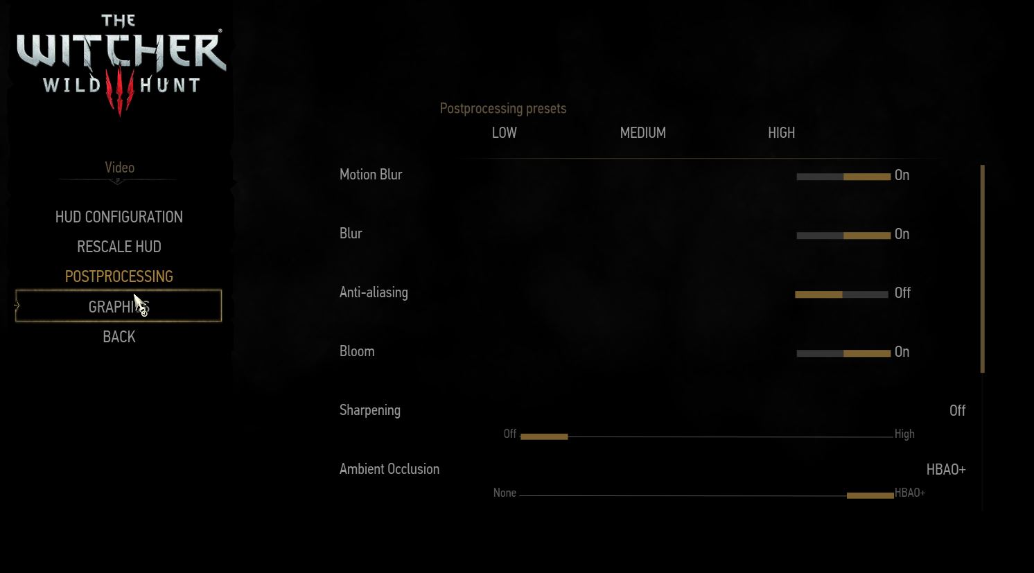 Witcher 3 Menu