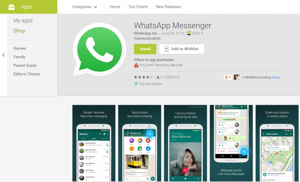 whatsapp google play