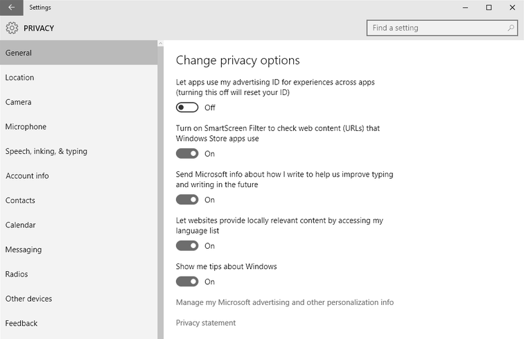 Windows 10 Disable Advertiser ID