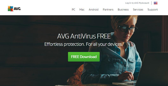 Screenshot of AVG's antivirus product page